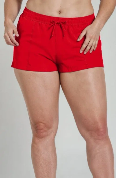 Calypsa Plus Size 2"-3" Board Shorts In Red
