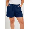Calypsa Plus Size 4" Board Shorts In Blue