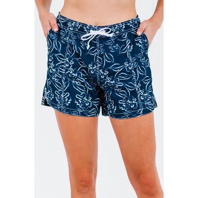 Calypsa Plus Size 4" Board Shorts In Blue