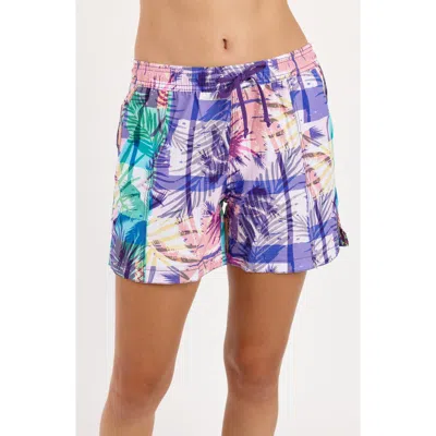 Calypsa Plus Size 4" Board Shorts In Multi