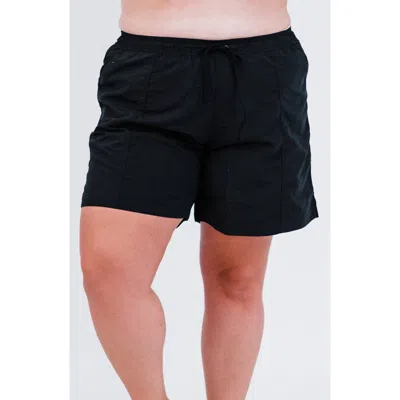 Calypsa Plus Size 7" Board Shorts In Black
