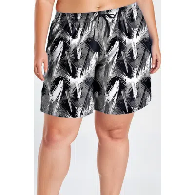 Calypsa Plus Size 7" Board Shorts In Black