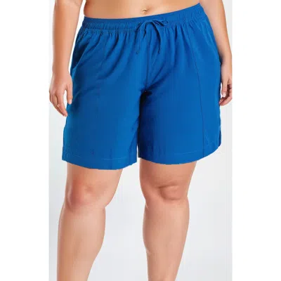 Calypsa Plus Size 7" Board Shorts In Blue