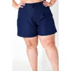 Calypsa Plus Size 7" Board Shorts In Blue
