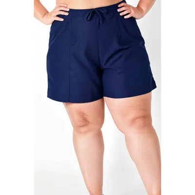 Calypsa Plus Size 7" Board Shorts In Blue