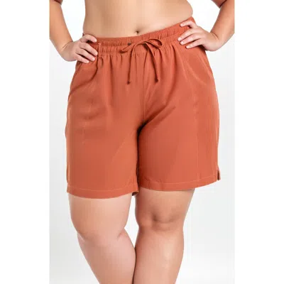 Calypsa Plus Size 7" Board Shorts In Brown