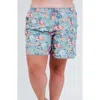 Calypsa Plus Size 7" Board Shorts In Gray