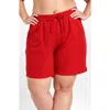 Calypsa Plus Size 7" Board Shorts In Red