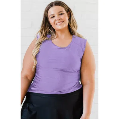 Calypsa Plus Size Closed Back Maya Swim Top In Animal Print