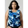 Calypsa Plus Size Closed Back Maya Swim Top In Blue