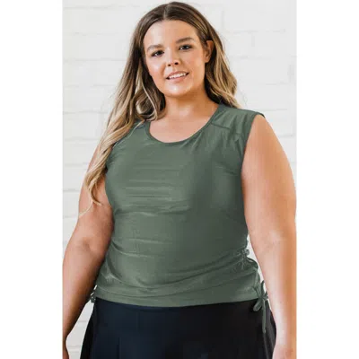 Calypsa Plus Size Closed Back Maya Swim Top In Multi