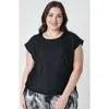 Calypsa Plus Size Daphne Loose Fit Swim Top In Black