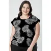 Calypsa Plus Size Daphne Loose Fit Swim Top In Black