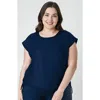 Calypsa Plus Size Daphne Loose Fit Swim Top In Blue