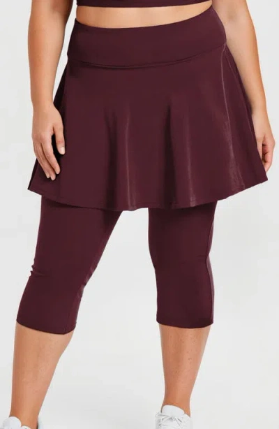 CALYPSA CALYPSA PLUS SIZE FLARED SWIM SKORT WITH CAPRI LEGGINGS