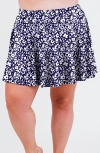 Calypsa Plus Size Flowy Swim Skirt With Shorts In Black