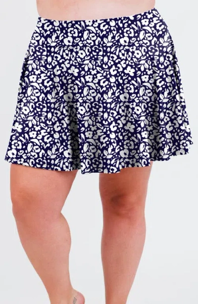 Calypsa Plus Size Flowy Swim Skirt With Shorts In Black