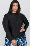 Calypsa Plus Size Half-zip Nora Swim Top In Multi