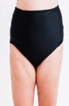 Calypsa Plus Size High-waisted Bikini Bottom In Black