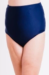 Calypsa Plus Size High-waisted Bikini Bottom In Blue