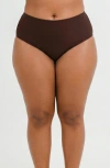 Calypsa Plus Size High-waisted Bikini Bottom In Brown