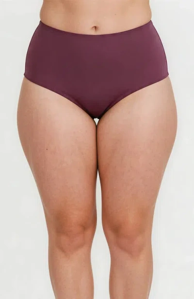 Calypsa Plus Size High-waisted Bikini Bottom In Purple