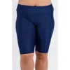 Calypsa Plus Size Long Bike Swim Shorts In Blue