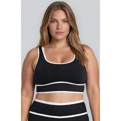 Calypsa Plus Size Long Line Swimbra Two-toned Collection In Black