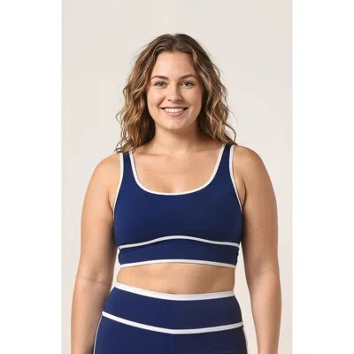 Calypsa Plus Size Long Line Swimbra Two-toned Collection In Blue