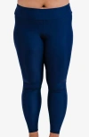 Calypsa Plus Size Long Swim Leggings In Blue
