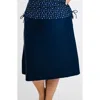 Calypsa Plus Size Long Swim Skort With Capri Leggings In Blue