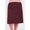 Calypsa Plus Size Long Swim Skort With Capri Leggings In Burgundy