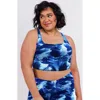 Calypsa Plus Size Longline Swim Bra In Blue