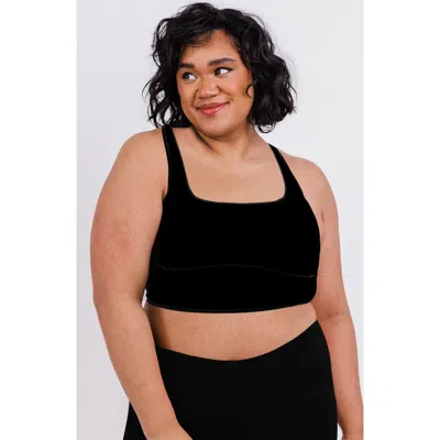 Calypsa Plus Size Longline Swim Bra In Black