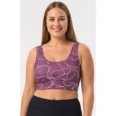 Calypsa Plus Size Longline Swim Bra In Purple