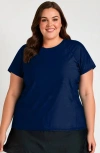 Calypsa Plus Size Loose Fit Adele Swim Top In Blue