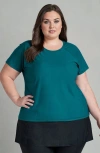 Calypsa Plus Size Loose Fit Adele Swim Top In Green