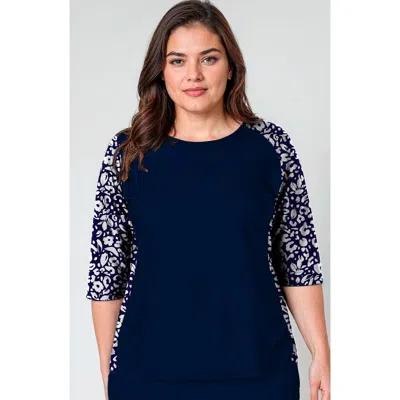 Calypsa Plus Size Loose Fit Margaux Swim Top In Blue