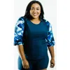 Calypsa Plus Size Loose Fit Margaux Swim Top In Blue