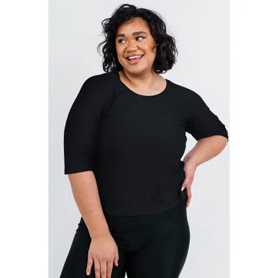 Calypsa Plus Size Loose Fit Margaux Swim Top In Black