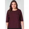 Calypsa Plus Size Loose Fit Margaux Swim Top In Burgundy
