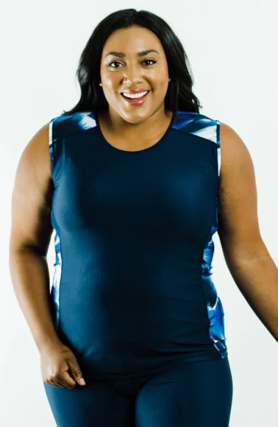 Calypsa Plus Size Loose Fit Maya Swim Top In Blue