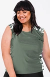 Calypsa Plus Size Loose Fit Maya Swim Top In Green