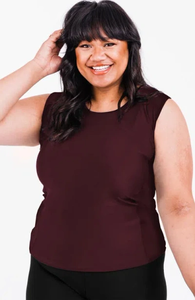 Calypsa Plus Size Loose Fit Maya Swim Top In Brown