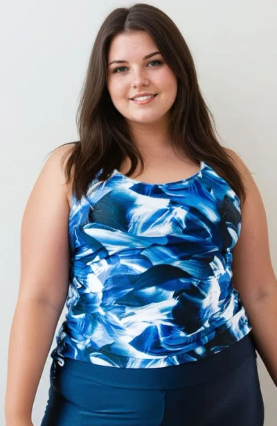CALYPSA CALYPSA PLUS SIZE MAYA TANKINI SWIM TOP WITH BUILT-IN BRA