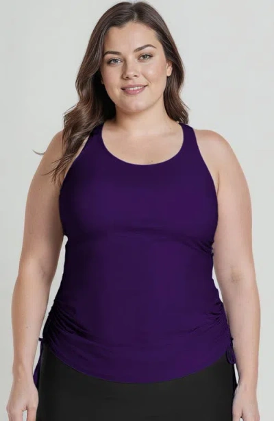 Calypsa Plus Size Maya Tankini Swim Top With Built-in Bra In Purple