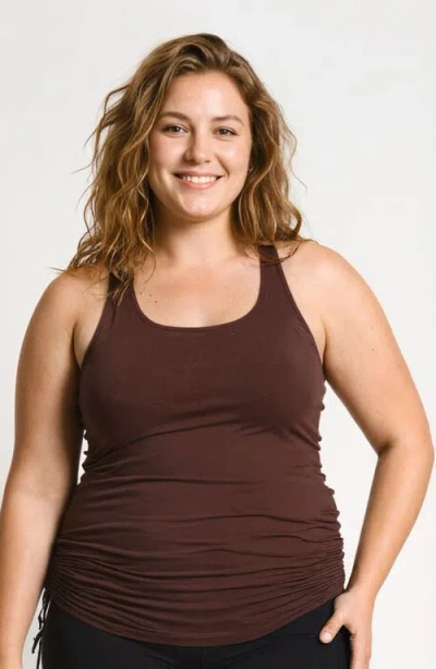 Calypsa Plus Size Maya Tankini Swim Top With Removable Cups In Brown