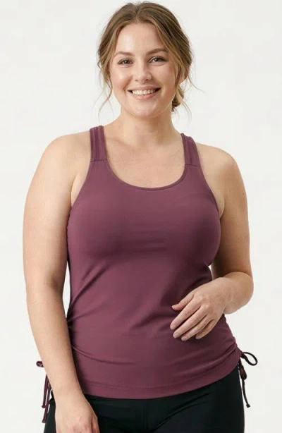 Calypsa Plus Size Maya Tankini Swim Top With Removable Cups In Brown