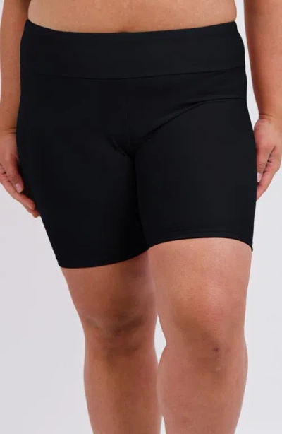 CALYPSA CALYPSA PLUS SIZE MID-THIGH SWIM SHORTS
