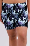 Calypsa Plus Size Mid-thigh Swim Shorts In Blue